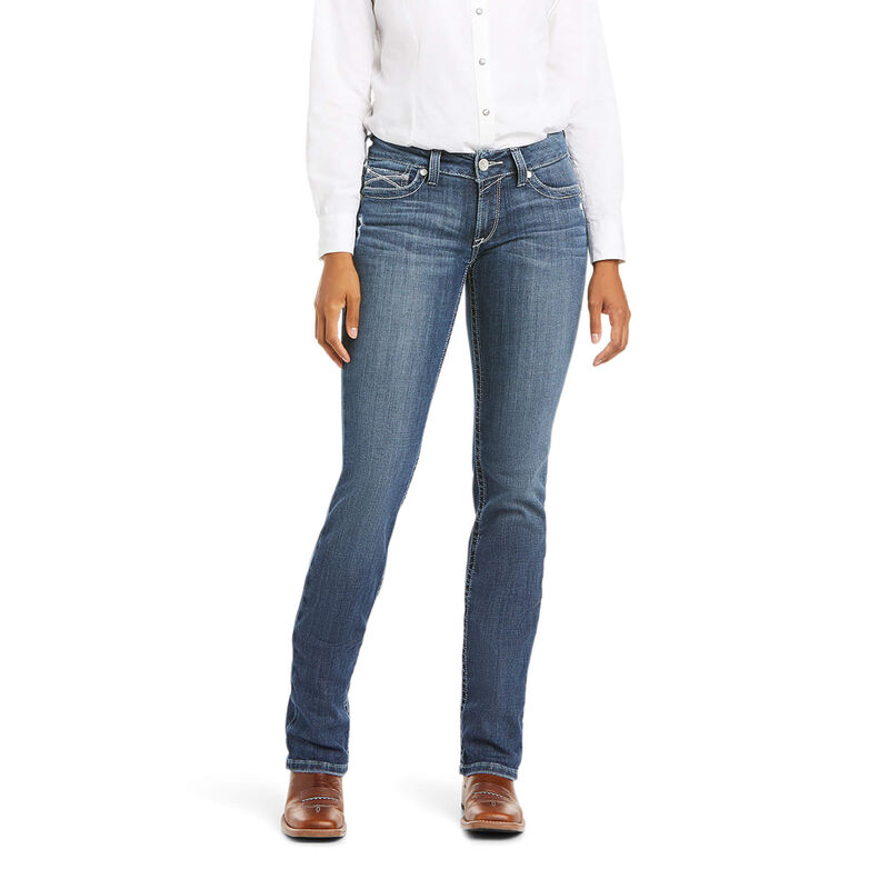 Ariat Jeans Damen - R.E.A.L. Mid Rise Arrow Gianna Straight Blau ( IQNYA-5174 )